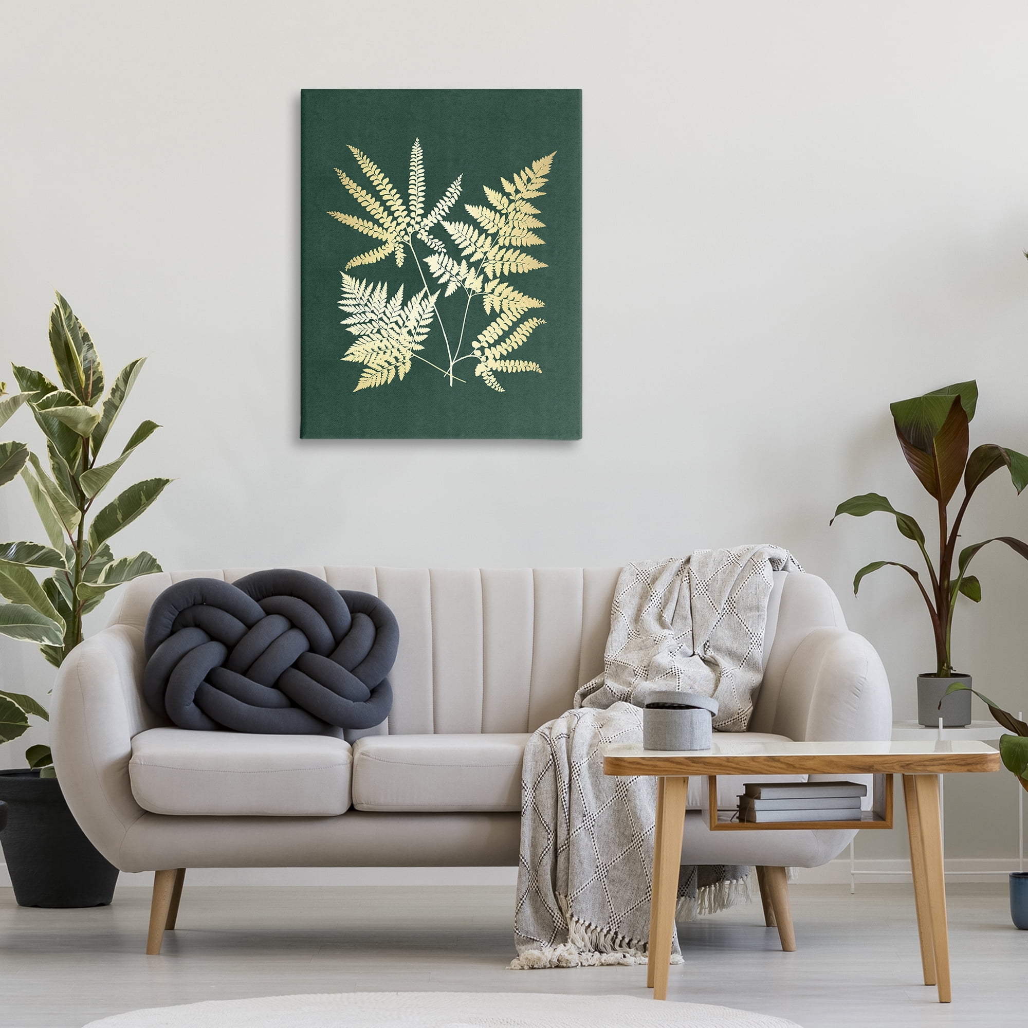Stupell Industries Gilded Fern Leaves Plants & Flowers Painting Wrapped Canvas Art Print Wall Art, 30 x 40