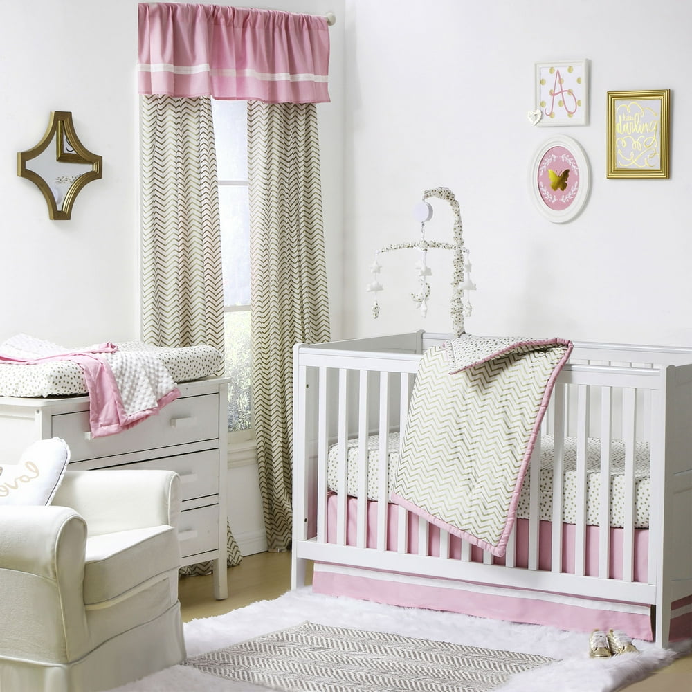 The Peanut Shell 4 Piece Baby Crib Bedding Set - Gold Zig ...