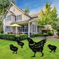 thumbnail image 5 of Adornos de jardín de pollo negro, pollito acrílico ahuecado decoración de jardín decoración negra insertos de pollo para jardín césped familia decoración al aire libre 4 piezas gallina, 5 of 5