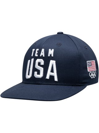 Youth Navy Team USA Solid Flat Brim New Logo Adjustable Snapback Hat