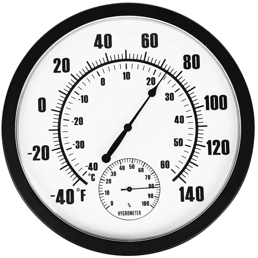 CT-03 WiHoo 15 Inch Indoor/Outdoor Thermometer with Hygrometer Stainless Steel Enclosure Decorative Wall Thermometer for Patio,Porch Kitchen,Bed Room,Living Room,Study Room,Office Room 