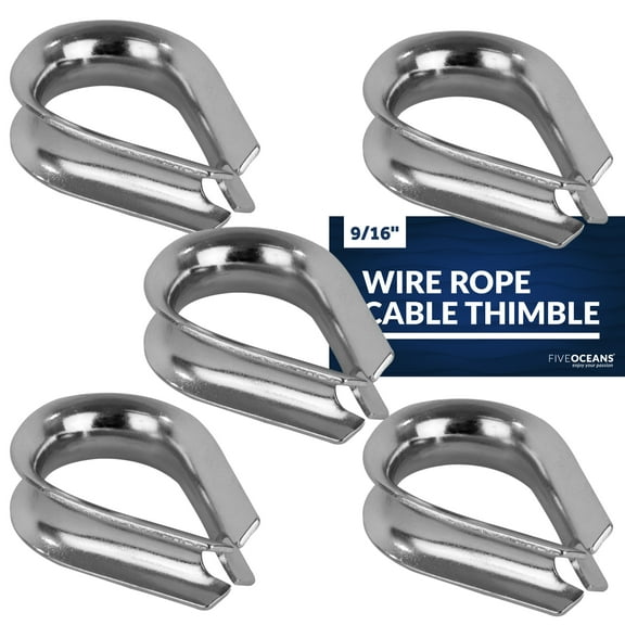 Five Oceans 5-Pack Stainless Steel Thimble for 9/16" Wire Rope Cable - FO1446-M5