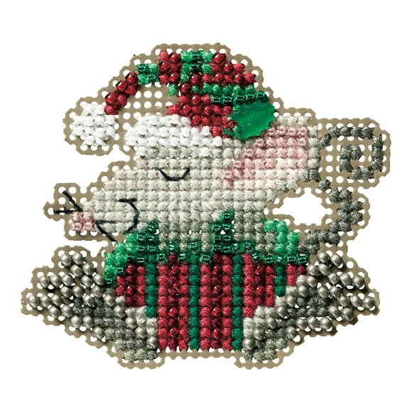 Kris Mouse Beaded Counted Cross Stitch Christmas Ornament Kit Mill Hill 2011 Winter Holiday MH18-1306