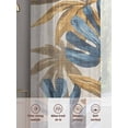 thumbnail image 6 of Navy Blue Brown Sheer Curtains 63 Inch Length 2 Panels Set, Vintage Elegant Botanical Palm Leaves Voile Window Treatment Rod Pocket Curtains Sheers Drapes for Bedroom/Living Room/Kitchen 52x"63"x2, 6 of 7