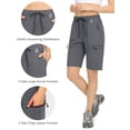 thumbnail image 4 of Mapamyumco Women's Hiking Cargo Shorts Ultra Stretch Quick Dry Lightweight for Camping Travel Golf with Zipper Pockets Gray M, 4 of 6