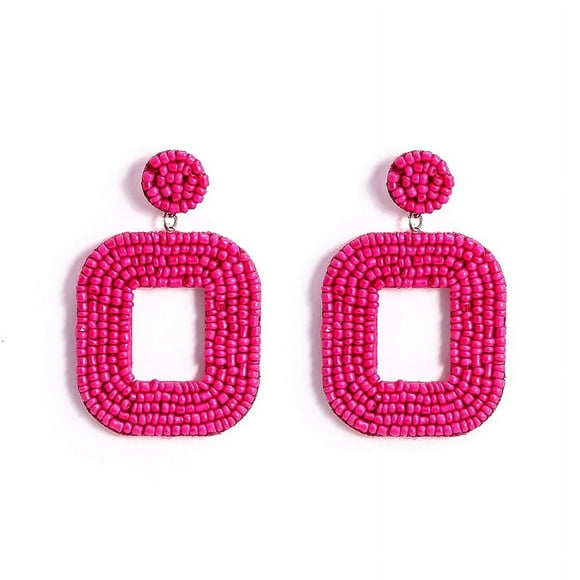 Beaded Drop Earrings Bohemian Wire Wrapped Beaded Square Statement Earrings create a statement pieces
