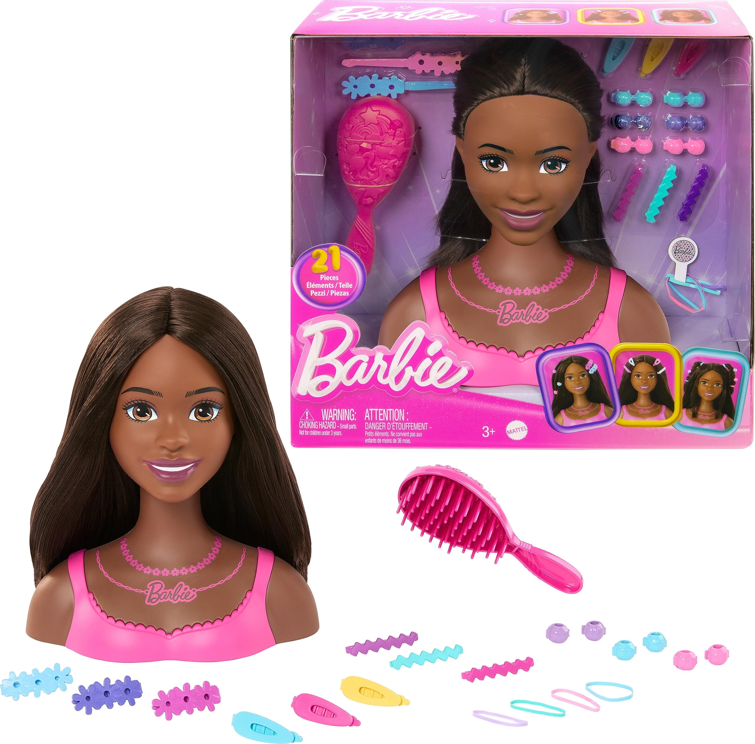 Barbie Styling Head with Brunette Hair