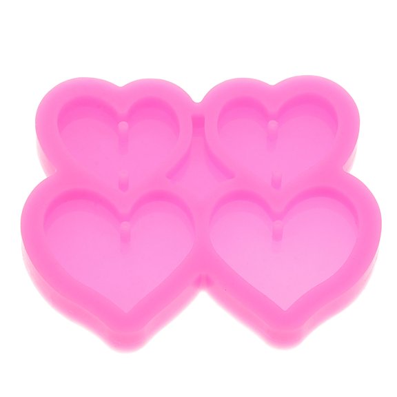 Soimiss Keychain Mold for Resin Silicone Mold for Crafting Tool with Hole in Pink 1 Set