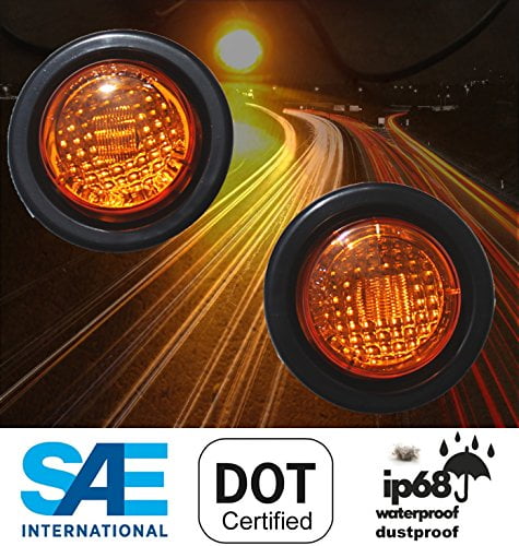 2 Pcs 2.5" Round Amber LED Side Marker Clearance Lights Trailer 13 Diodes 
