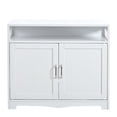 thumbnail image 4 of JERFIT White Cat Litter Box Enclosure Furniture with Hidden Power Outlet, 2-Door Cabinet Pet House, Side Table with Storage for Indoor Cats, 4 of 9