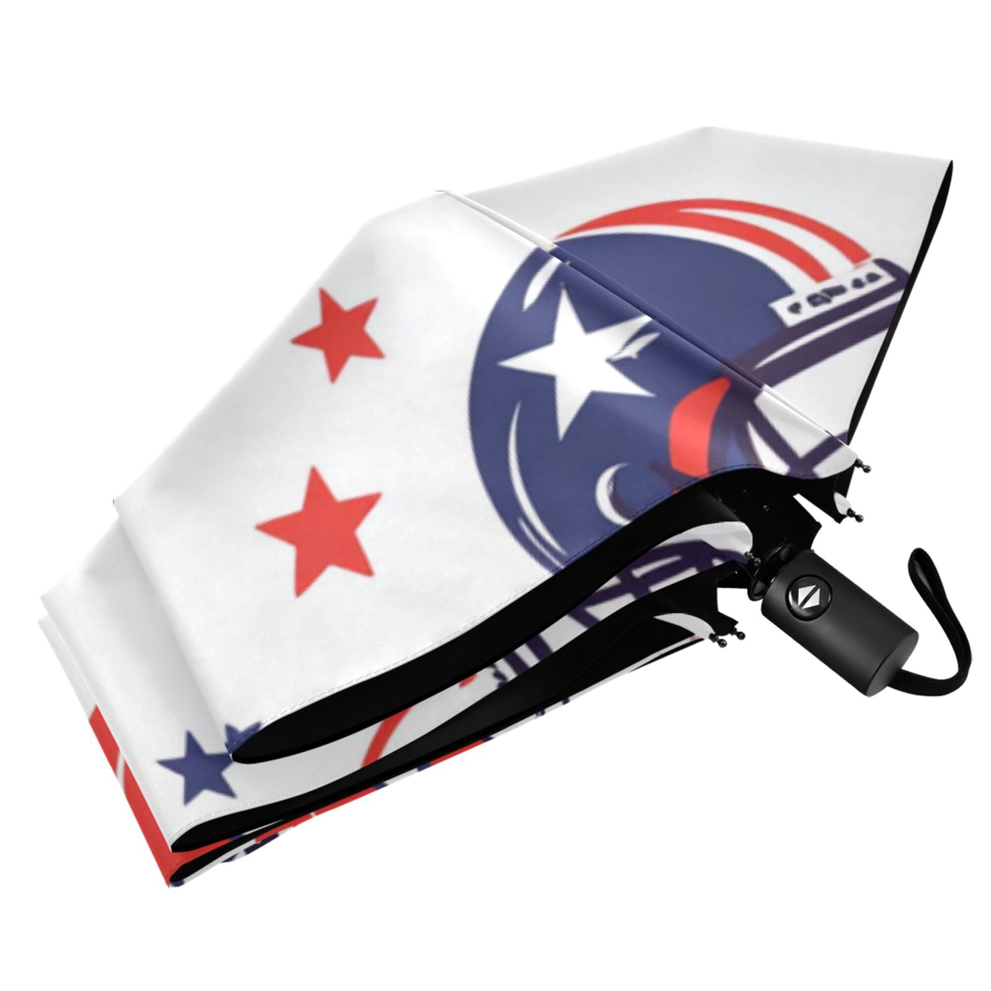 FORMRS Travel Umbrella Folding Auto Open Close Windproof Rain UV Protection, Star Spangled Helmets