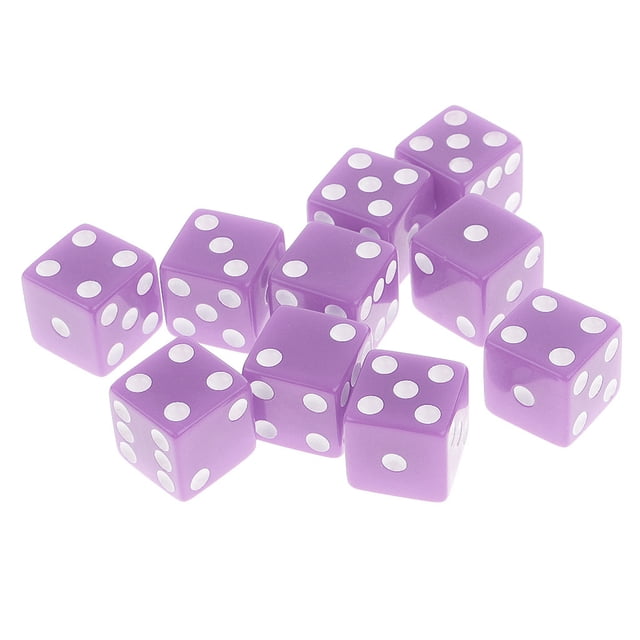 Juego De Dados D6 10 Piezas Para Mazmorras Y Dragones RPG 16 Mm Morado Claro Sunnimix