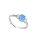 thumbnail image 4 of CHOOSE YOUR COLOR White CZ Blue Simulated Opal Solitaire Ring .925 Sterling Silver Band Female Size 4, 4 of 4