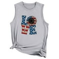 thumbnail image 2 of Wycnly Womens Shirts Sleeveless Round Neck Love Letter Print Tank Tops 4th July Independence Day Plus Size Breathable Vest Blouses Gray XL, 2 of 3
