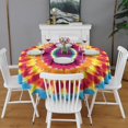 thumbnail image 2 of Colorful Rainbow Tie Dye Spiral Pattern Round Tablecloth 60"x60",Wrinkle Wipeable Table Cloth for Kitchen Dining Room Picnic Patio Party, 2 of 6