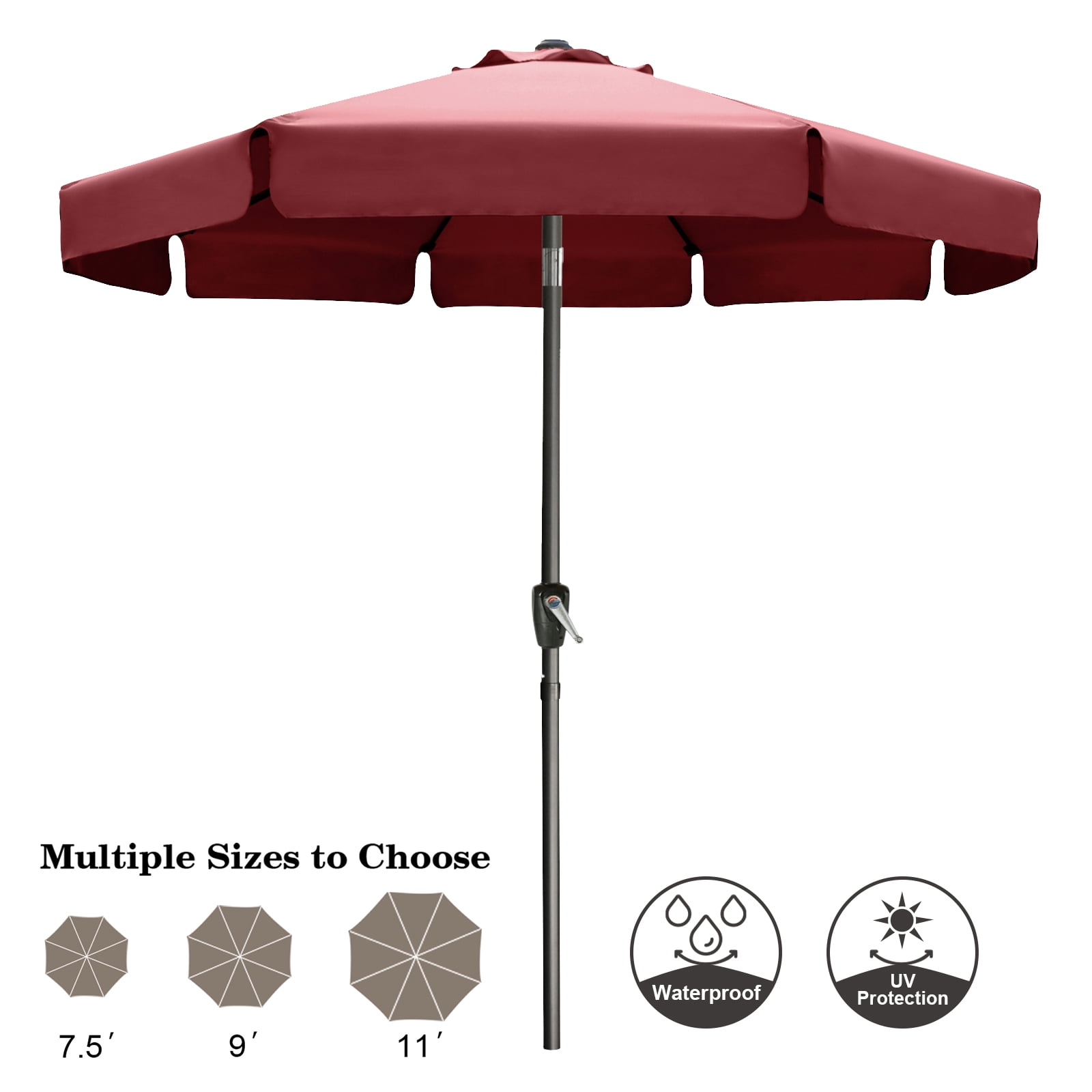 ABCCANOPY 10' Patio Umbrella Table Market Umbrella with Push Button Tilt 8 Ribs 13+Colors,Red 