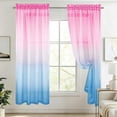 thumbnail image 5 of Gumesh Pink Sheer Curtains - Gradient Semi Voile Grommet Top Window Curtains for Bedroom and Living Room, 52 x 84 Inches Long, 5 of 6