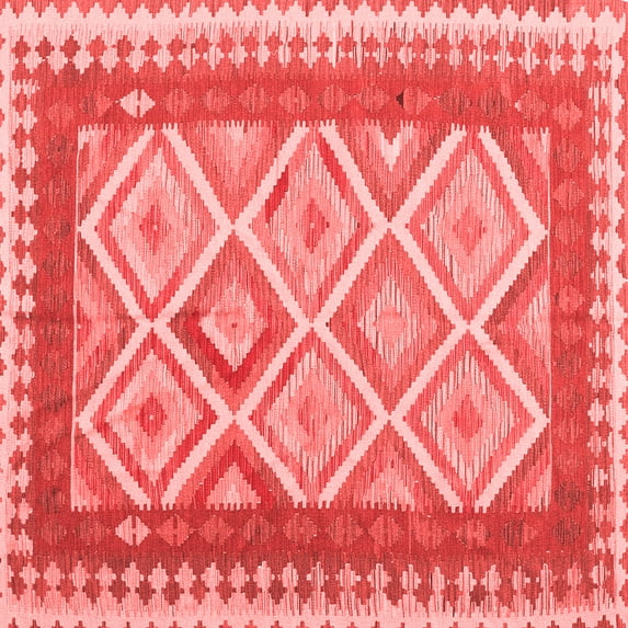 Ahgly Company Indoor Square Abstract Red Contemporary Area Rugs, 3' Square