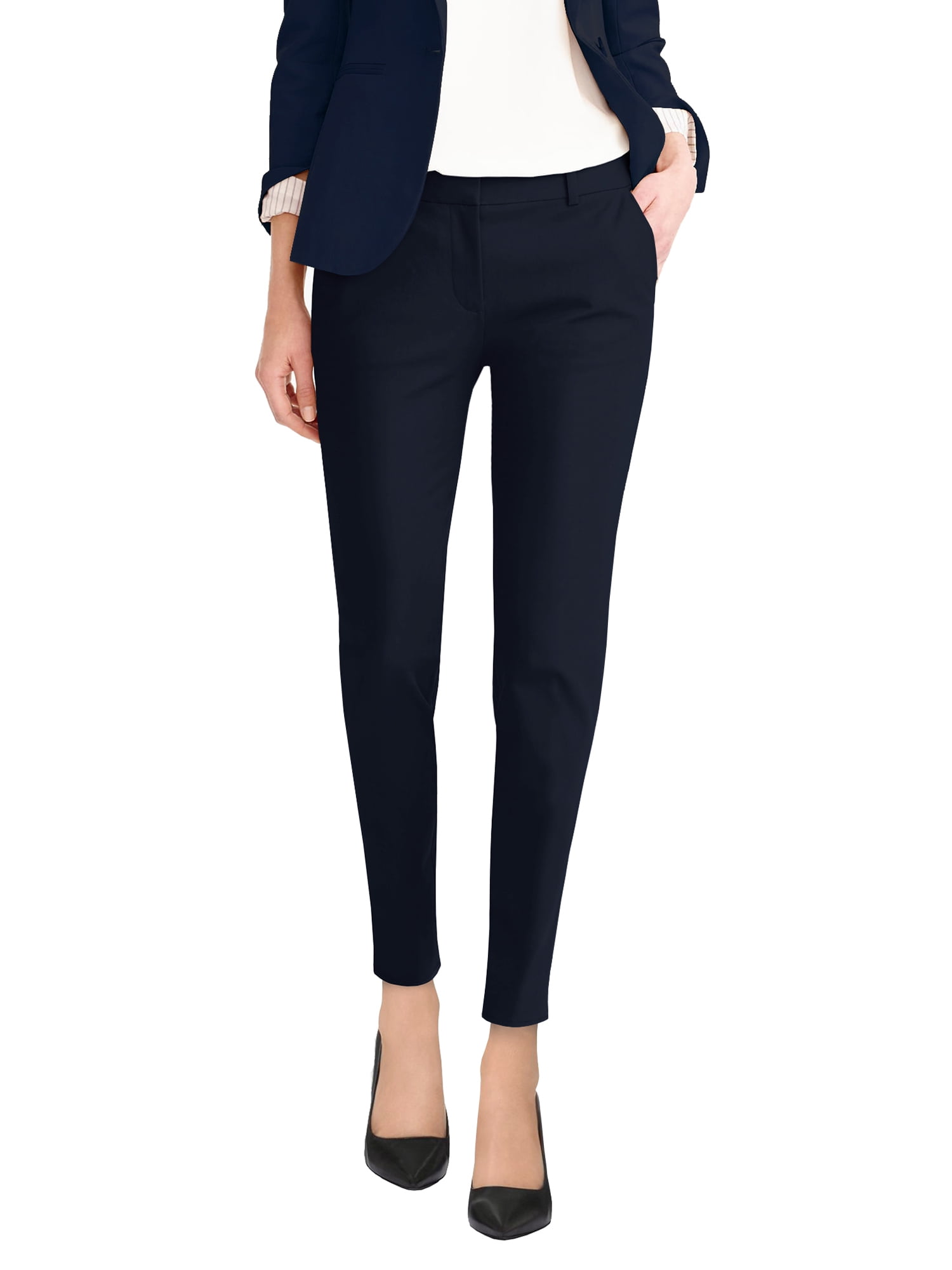 Hybrid & Company Womens Super Comfy Flat Front Stretch Trousers Pants