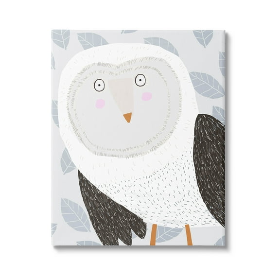 Stupell Industries Leaf Patterned Owl Bird Graphic Art Gallery Wrapped Canvas Print Wall Art, Design by Carla Daly