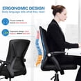 thumbnail image 4 of KOLLIEE Mid Back Mesh Office Chair Ergonomic Swivel Black Mesh Computer Chair Flip Up Arms with Lumbar Support Adjustable Height Task Chair, 4 of 7