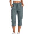 thumbnail image 2 of felwors Womens Capris with Pockets Loose Fit Casual Capri Pants Dressy Lightweight Ladies Baggy Cargo Pants for Hiking Light Gray for Size XL, 2 of 7