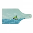 thumbnail image 1 of Ocean Cutting Board, Sailing Boat on the Sea Life with Waves and the Cloudy Sky Illustration, Decorative Tempered Glass Cutting and Serving Board, Wine Bottle Shape, Pale Blue Sky Blue, by Ambesonne, 1 of 1