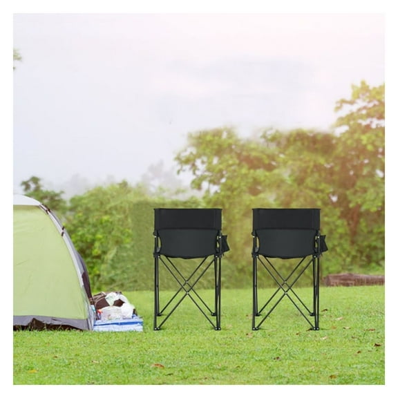 Portable Camping Chair Oversized 38 Inch High Folding Beach Fishing Chair with Cup Holder, Detachable Armrests, Heavy Duty 252lbs Capacity, Lightweight Carry Bag Included