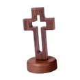 thumbnail image 2 of Siruishop Tabletop Wood Cross Standing Cross Christian Cross for Catholic Church Decor Round Base, 2 of 8
