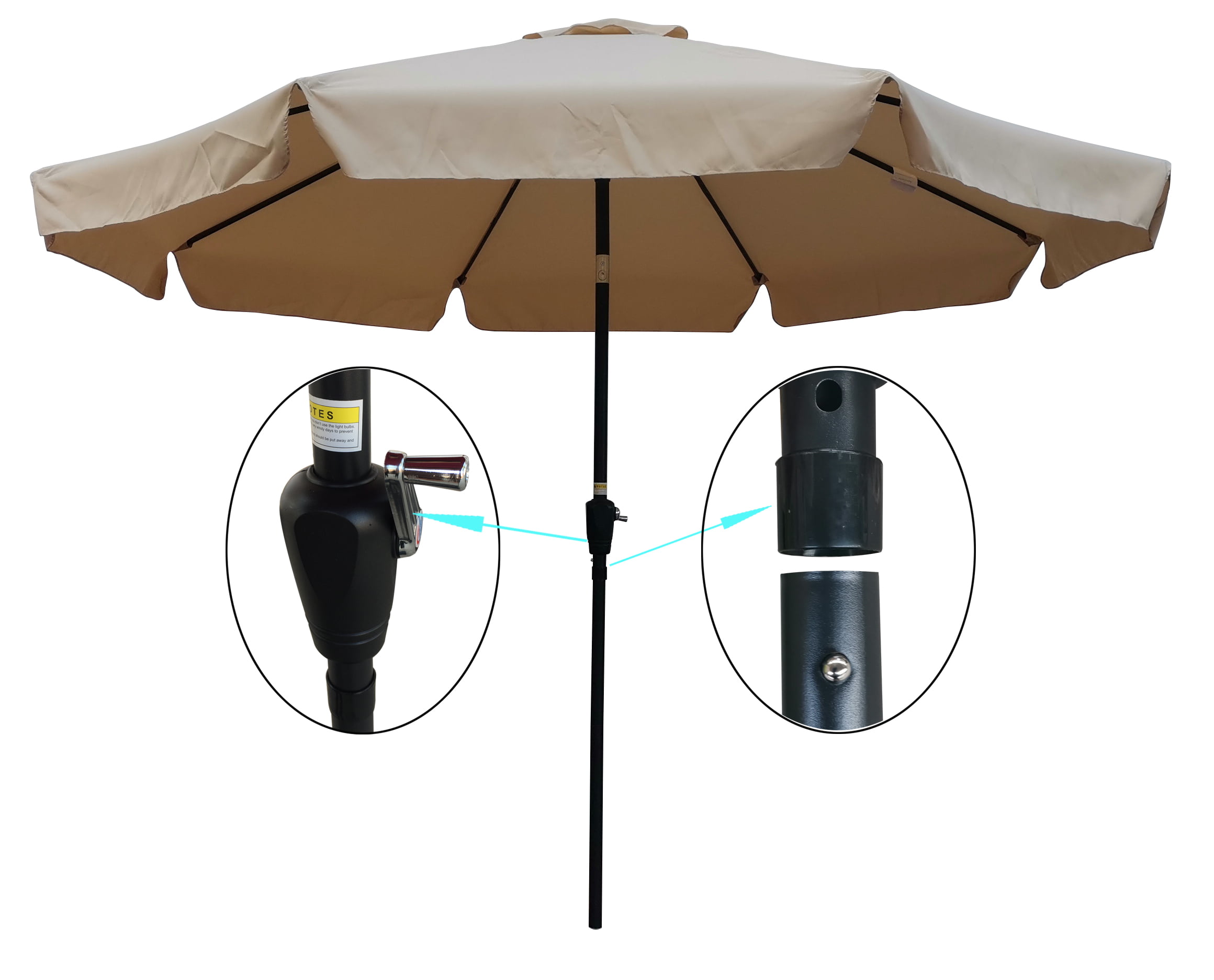 Details about   10ft Patio Garden Table Umbrellas Outdoor Market Sunbrella With 10FT Beige Lawn 