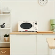 Nostalgia 0.9 cu ft Retro Microwave Oven, 800W Countertop Microwave Oven with Digital Clock, White