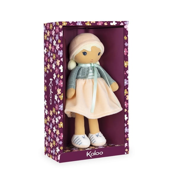 Kaloo Tendresse Mi Primera Muñeca De Tela Chloe K 9.75 Figura De Felpa Mediana Suave Con Vestido Melocotón Y Rayas Chaqueta Vaquera Y Cabello Rubio Con Cara Bordada Lavable A Máquina Para Edades 0 K96