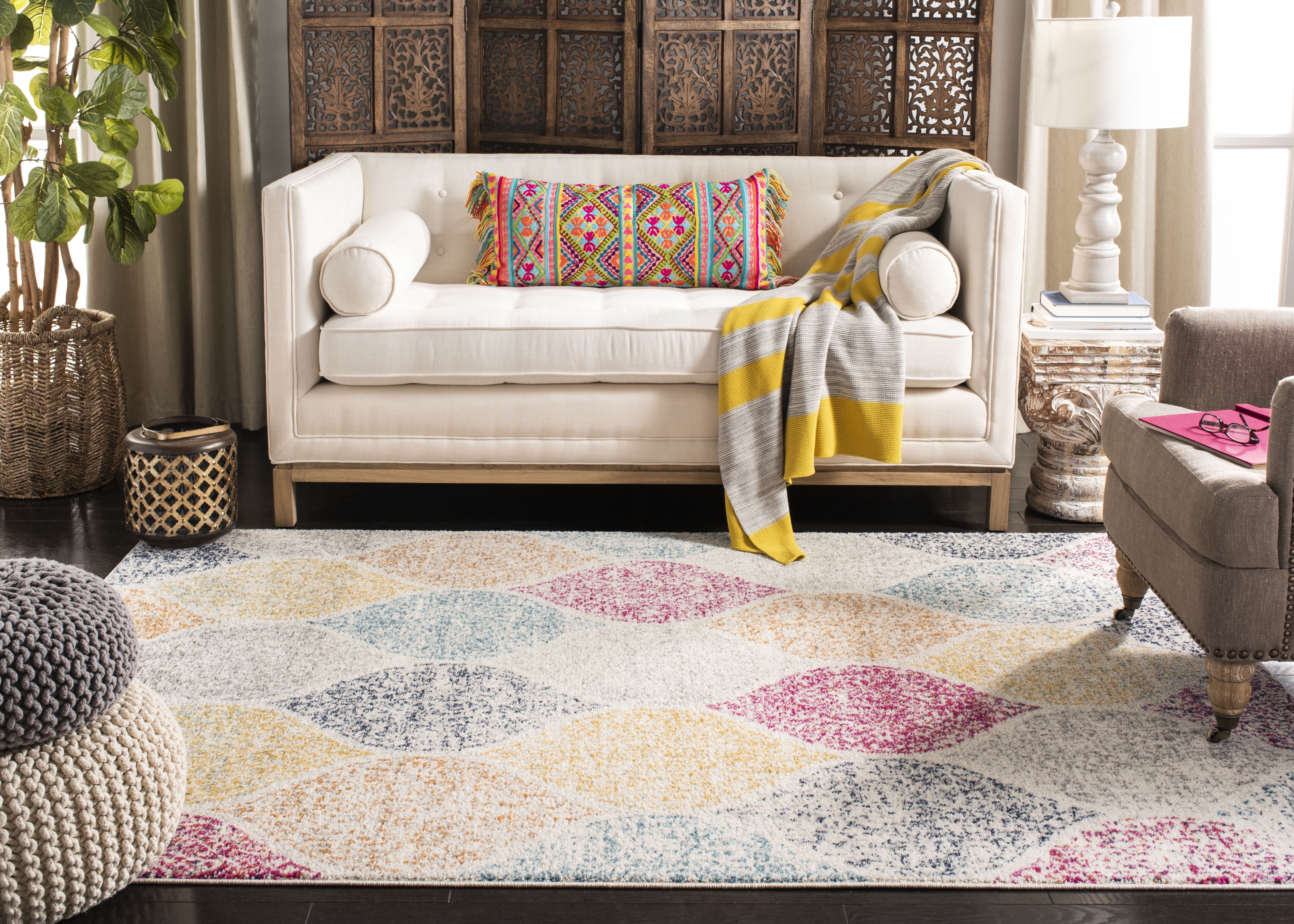 Safavieh Madison Leighton Geometric Area Rug, Creme/Yellow, 8' x 10'