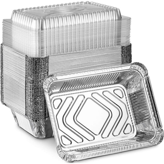 VeZee' JETfoil Disposable Disposable Aluminum 9" x 13" Extra Deep With Dome Lids Pack of 10