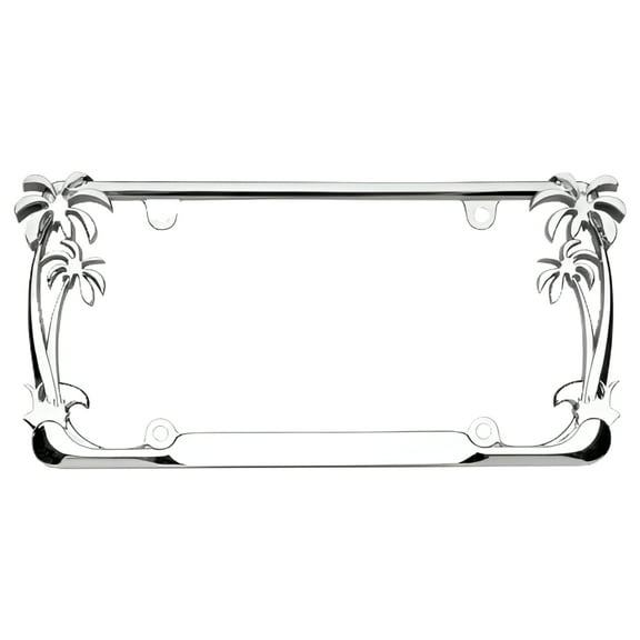 Cruiser 19003 - License Plate Frame Palm Tree Design Chrome Plated Die Cast Zinc