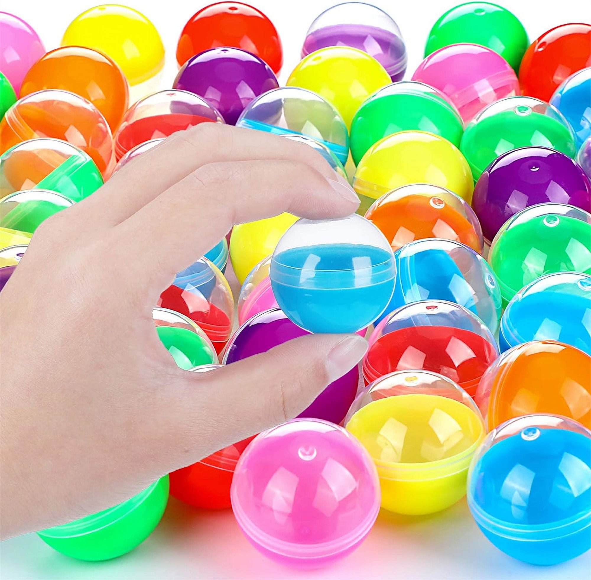 NOGIS 150 Pcs Gumball Vending Machine Capsules Empty Clear Colored Round Capsules Random Colors Plastic Containers Toy Capsules for Prizes Party Favors (1.1 Inch)