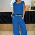 thumbnail image 2 of Tumotour Linen Two Piece Sets For Women Sleeveless Pullover Top And Button Wide-Leg Pants, Lightweight Casual Spring Outfit, 2 of 7