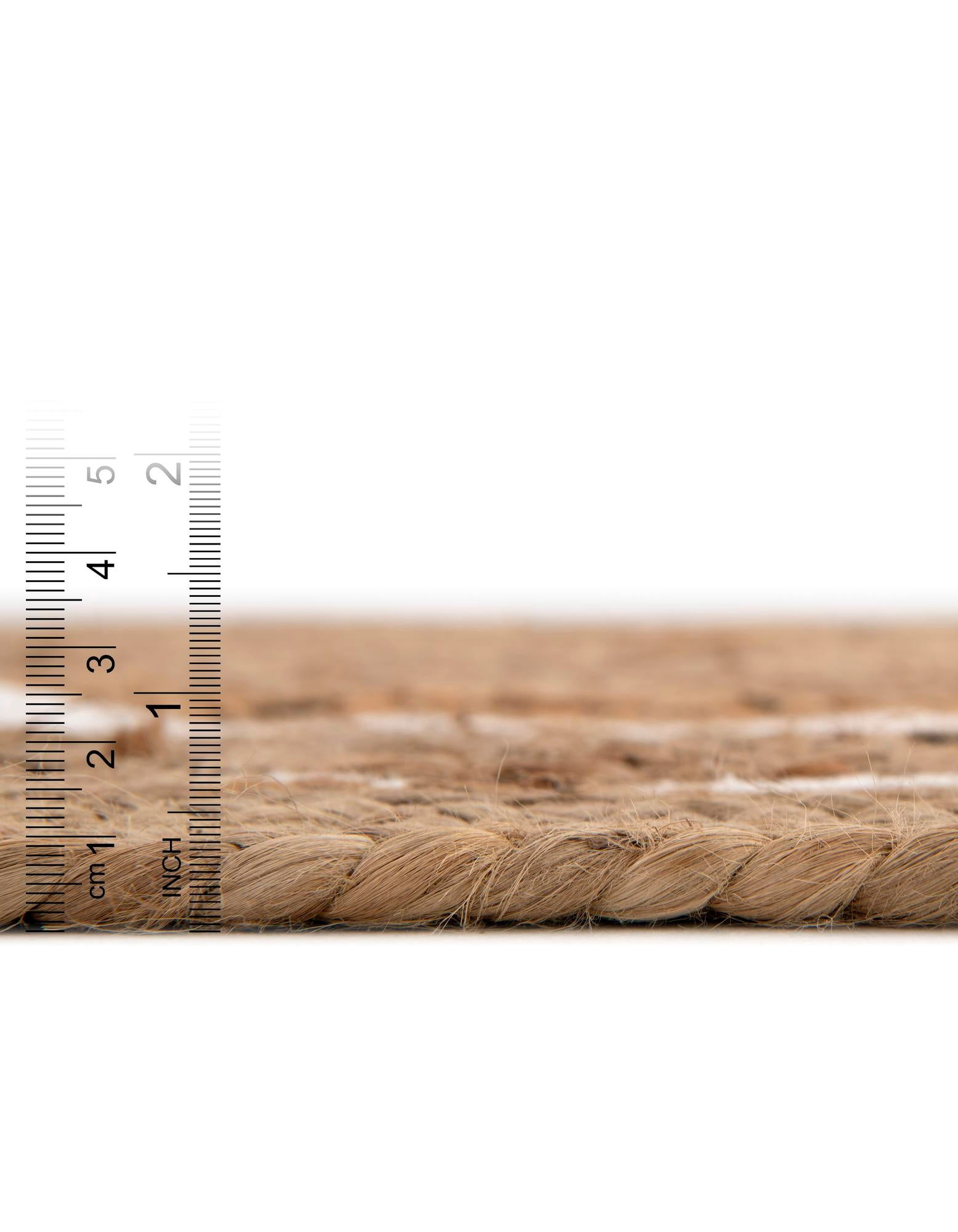 Unique Loom Braided Jute Collection Area Rug - Gujarat (3' 3" Round Natural and White/Ivory)