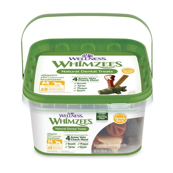 Wellness WHIMZEES Variety Pack Dog Dental Treats, Medium Size, (28 Count)