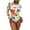 White, variant on Attraco Women One Piece Print Swimsuit Crew Neck Backless Long Sleeve Rashwear Surfwear