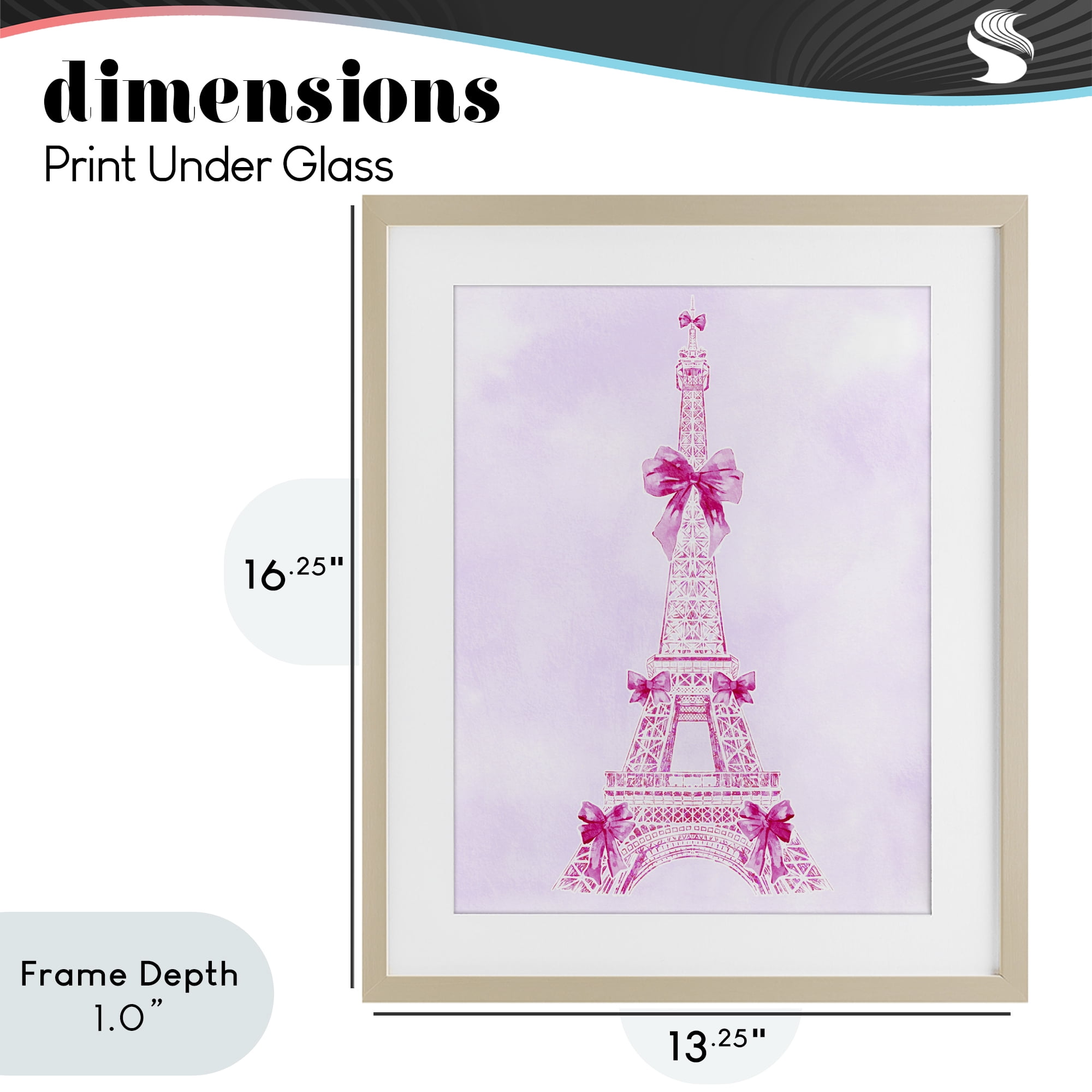 Stupell Industries Ribbon Bedecked Eiffel Tower Birch Framed Print Under Glass, design by Ziwei Li