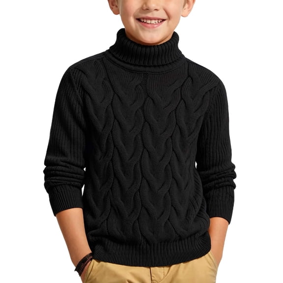 SOOMLON Kids Sweaters Boys Girls Turtleneck Long Sleeve Shirts Knit Ribbed Cuffs Pullover Tops Solid Fall Winter Clothes
