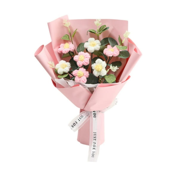 Ramo de flores de ganchillo, delicado regalo ideal, adorno para decoración del hogar, ramo de punto Rosa