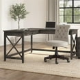 thumbnail image 2 of Atlin Designs L Shaped Farmhouse Wood Desk in Dark Gray Hickory, 2 of 8
