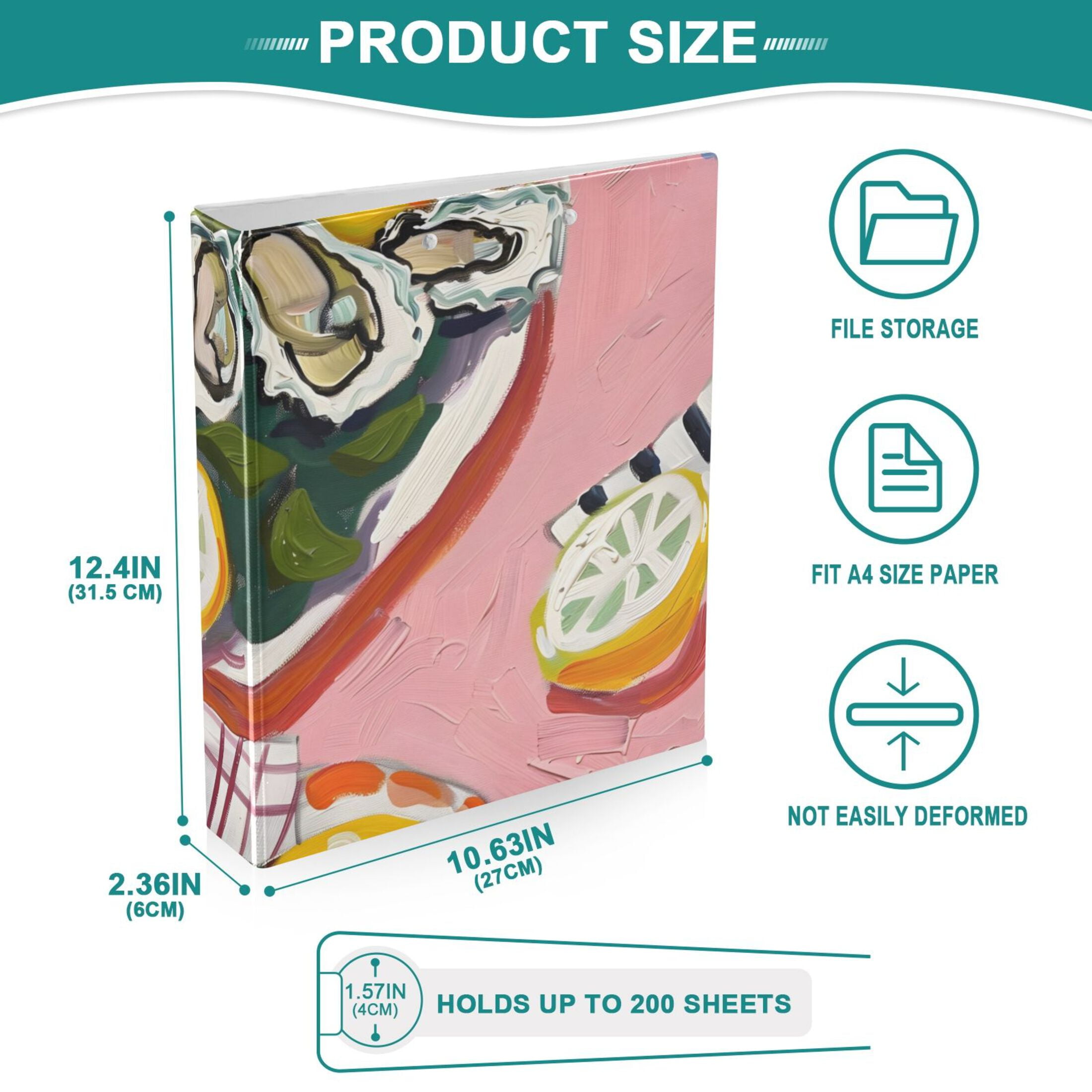 Painting Of Salad 3 Ring Binders 1.5 inch Hardcover File Folders with Interior Pockets A4 Size Organizer for School Office Hospital