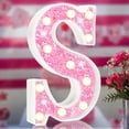 thumbnail image 1 of Luces LED con letras en forma de marquesina Elnsivo Pink Glitter Alphabet, 1 of 6