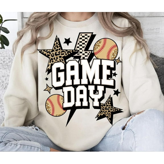 Game Day Baseball , Leopard Star Game Day Sublimation, Checkered Lightning Bolt Sports Mom , Trendy Softball Shirt Design TSHIRT All Size S-5XL