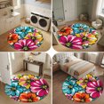 thumbnail image 5 of Round Area Rugs 4Ft, Bohemia Floral Non-Slip Washable Circle Rugs Carpet, Summer Abstract Flower Blossom Leaf Watercolor Indoor Outdoor Rug Floor Mats Throw Runner for Bedroom Living Room Bathroom, 5 of 8