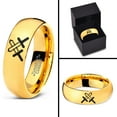 thumbnail image 4 of Tungsten Pixelated Swords Crossed Band Ring 7mm Men Women Comfort Fit 18k Yellow Gold Dome Polished, 4 of 4