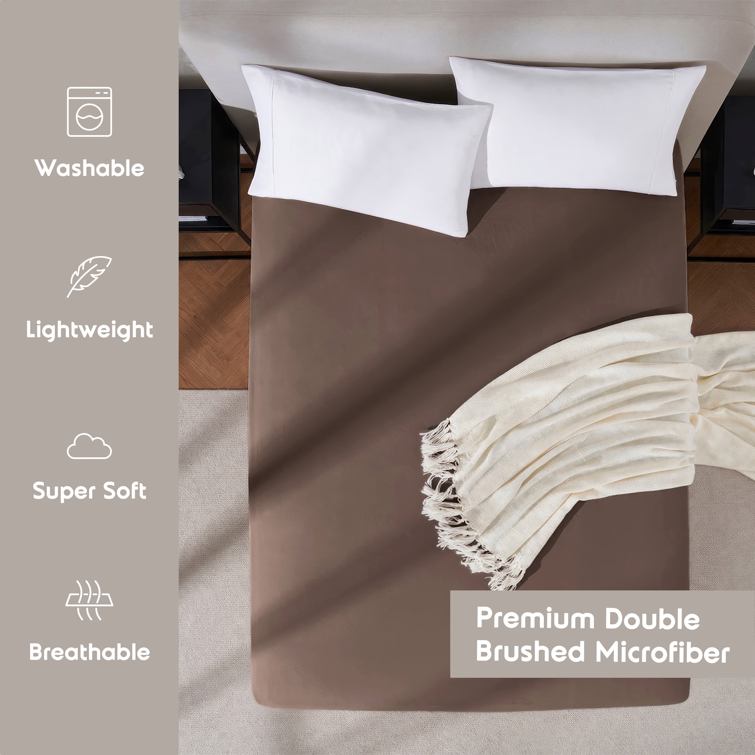 LammaLoe Extra Deep Pocket Queen Fitted Sheet Only, Fits 18" to 24" Mattress, Soft Microfiber Fitted Bed Sheet, Chocolate Brown